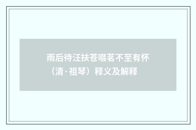 雨后待汪扶苍啜茗不至有怀（清·祖琴）释义及解释