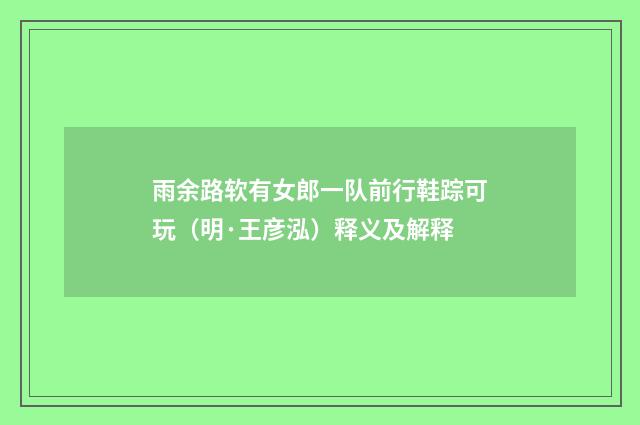 雨余路软有女郎一队前行鞋踪可玩（明·王彦泓）释义及解释
