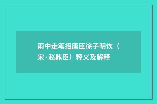 雨中走笔招唐臣徐子明饮（宋·赵鼎臣）释义及解释