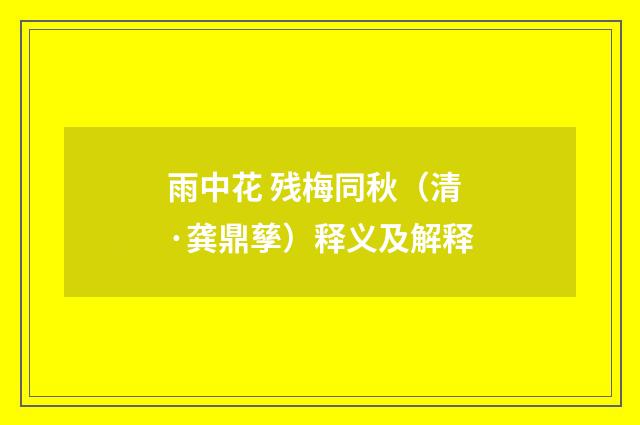雨中花 残梅同秋（清·龚鼎孳）释义及解释