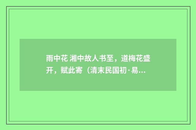 雨中花 湘中故人书至，道梅花盛开，赋此寄（清末民国初·易顺鼎）释义及解释