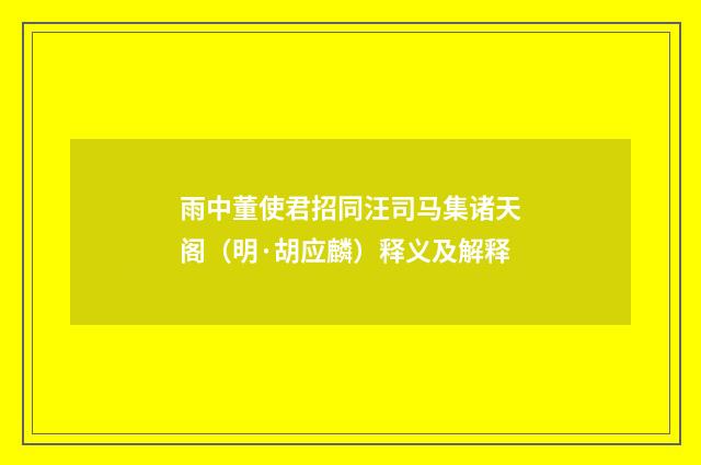 雨中董使君招同汪司马集诸天阁（明·胡应麟）释义及解释