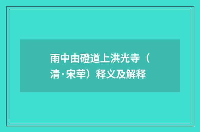 雨中由磴道上洪光寺（清·宋荦）释义及解释