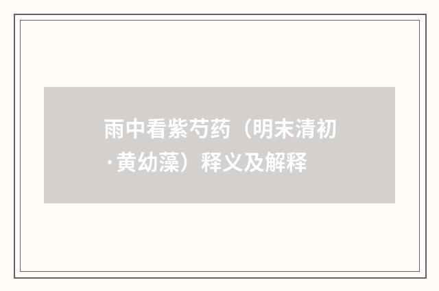 雨中看紫芍药（明末清初·黄幼藻）释义及解释