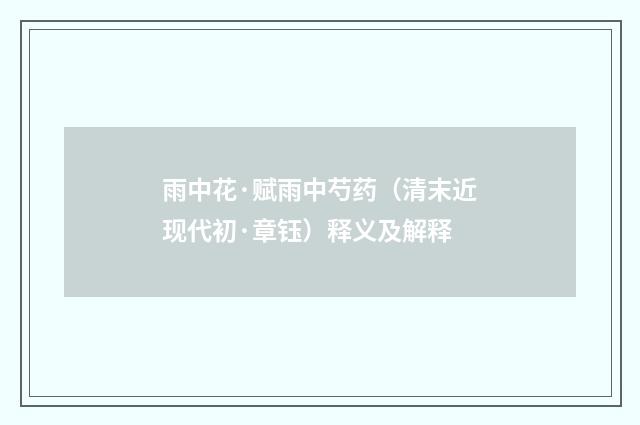 雨中花·赋雨中芍药（清末近现代初·章钰）释义及解释