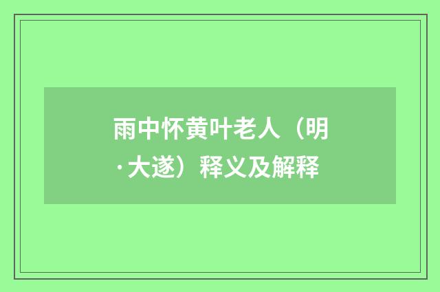 雨中怀黄叶老人（明·大遂）释义及解释