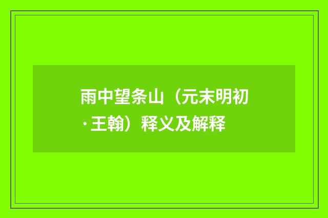 雨中望条山（元末明初·王翰）释义及解释