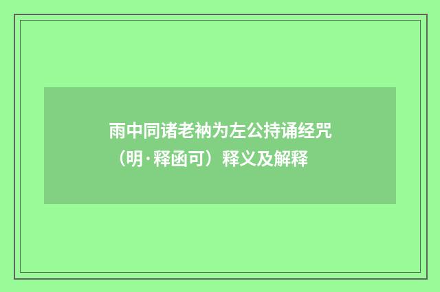 雨中同诸老衲为左公持诵经咒（明·释函可）释义及解释
