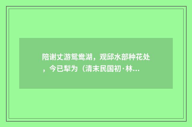 陪谢丈游鸳鸯湖，观邱水部种花处，今已犁为（清末民国初·林朝崧）释义及解释