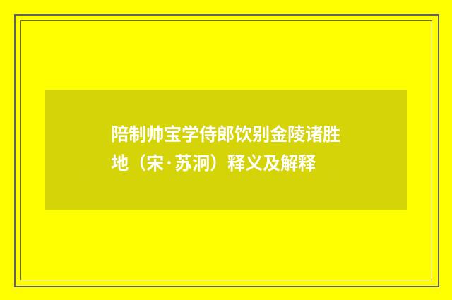 陪制帅宝学侍郎饮别金陵诸胜地（宋·苏泂）释义及解释