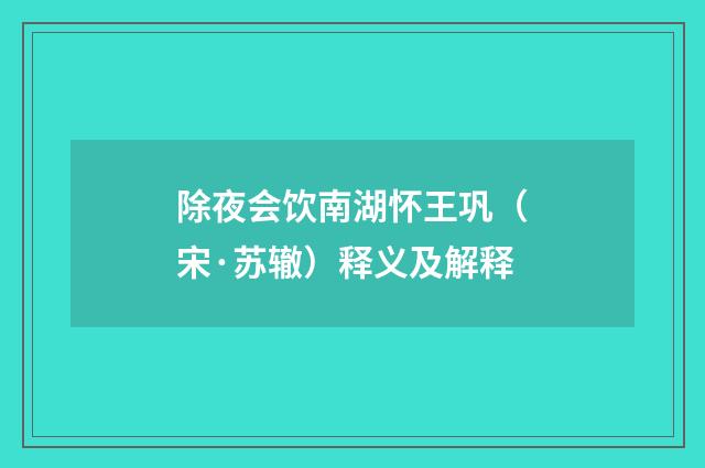 除夜会饮南湖怀王巩（宋·苏辙）释义及解释