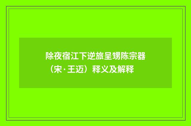 除夜宿江下逆旅呈甥陈宗器（宋·王迈）释义及解释