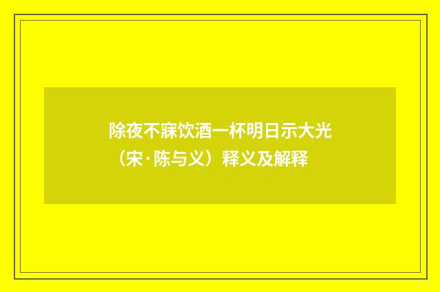 除夜不寐饮酒一杯明日示大光（宋·陈与义）释义及解释