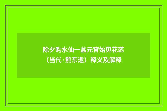 除夕购水仙一盆元宵始见花蕊（当代·熊东遨）释义及解释