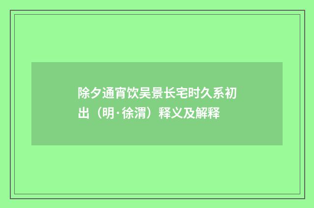 除夕通宵饮吴景长宅时久系初出（明·徐渭）释义及解释