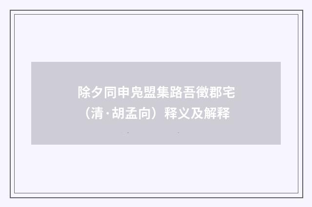 除夕同申凫盟集路吾徵郡宅（清·胡孟向）释义及解释