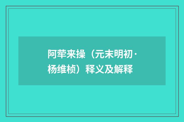阿荦来操（元末明初·杨维桢）释义及解释
