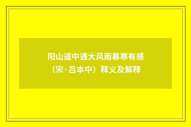 阳山道中遇大风雨暴寒有感（宋·吕本中）释义及解释