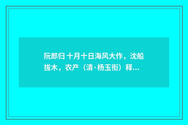 阮郎归 十月十日海风大作，沈船拔木，农产（清·杨玉衔）释义及解释