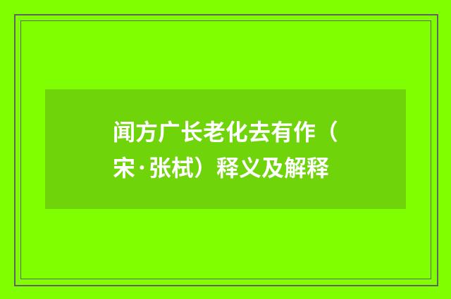 闻方广长老化去有作（宋·张栻）释义及解释