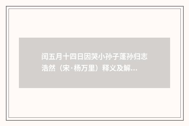 闰五月十四日因哭小孙子蓬孙归志浩然（宋·杨万里）释义及解释