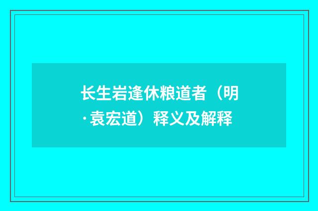 长生岩逢休粮道者（明·袁宏道）释义及解释