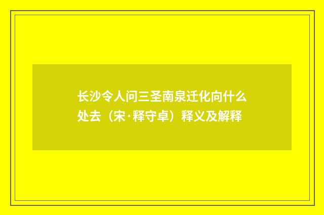 长沙令人问三圣南泉迁化向什么处去（宋·释守卓）释义及解释