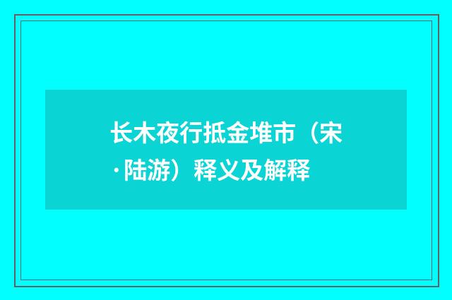 长木夜行抵金堆市（宋·陆游）释义及解释