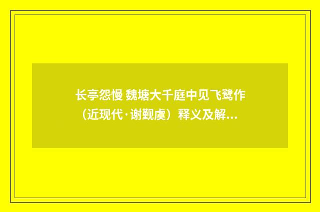 长亭怨慢 魏塘大千庭中见飞鹭作（近现代·谢觐虞）释义及解释