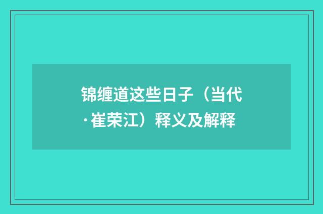 锦缠道这些日子（当代·崔荣江）释义及解释