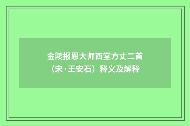 金陵报恩大师西堂方丈二首（宋·王安石）释义及解释