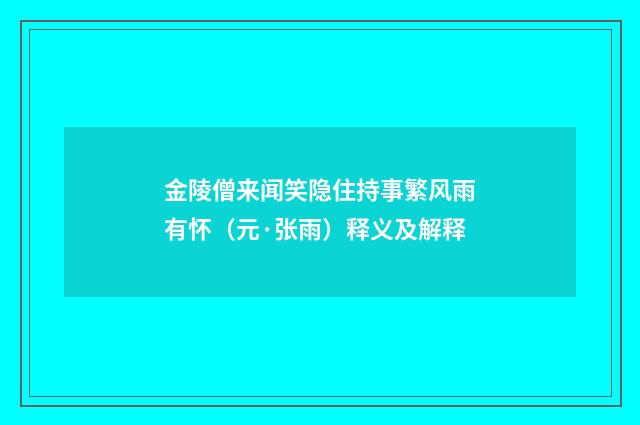 金陵僧来闻笑隐住持事繁风雨有怀（元·张雨）释义及解释