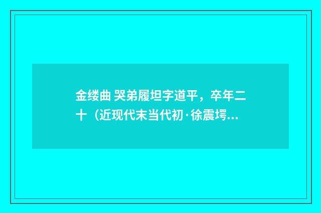 金缕曲 哭弟履坦字道平，卒年二十（近现代末当代初·徐震堮）释义及解释