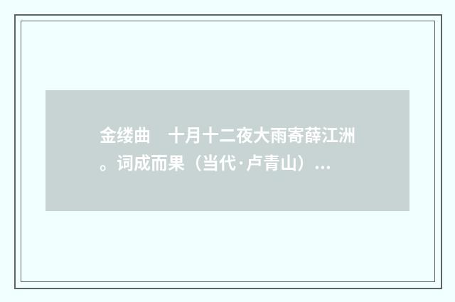 金缕曲　十月十二夜大雨寄薛江洲。词成而果（当代·卢青山）释义及解释
