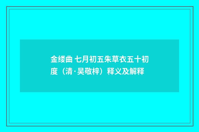 金缕曲 七月初五朱草衣五十初度（清·吴敬梓）释义及解释