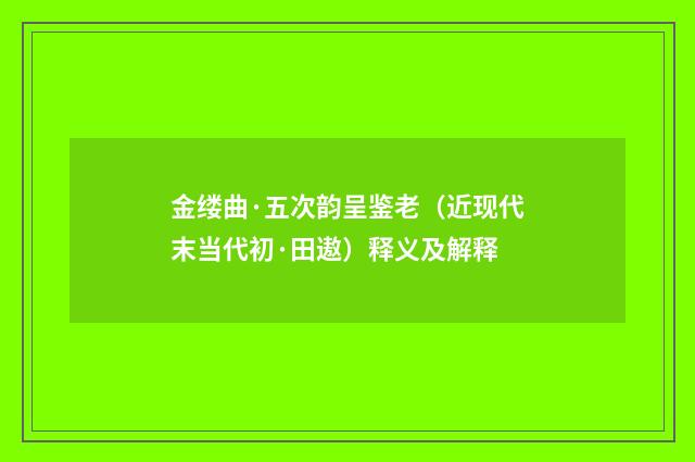 金缕曲·五次韵呈鉴老（近现代末当代初·田遨）释义及解释