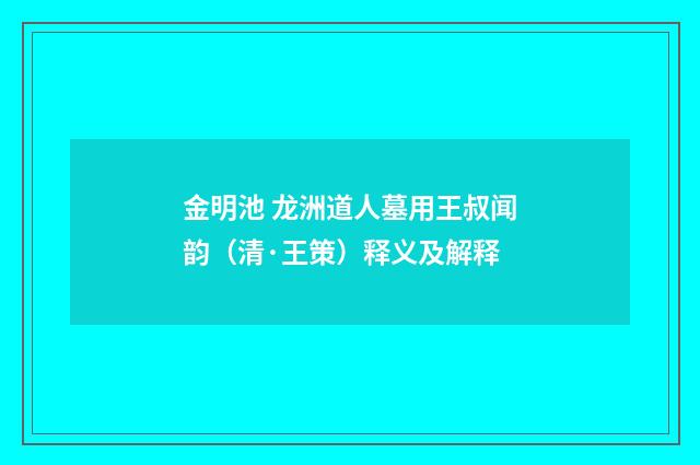 金明池 龙洲道人墓用王叔闻韵（清·王策）释义及解释