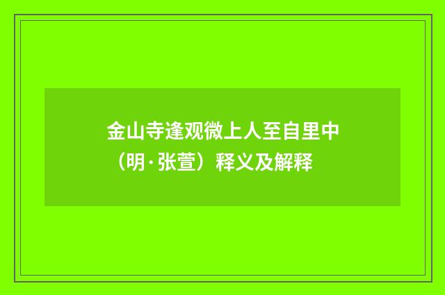金山寺逢观微上人至自里中（明·张萱）释义及解释