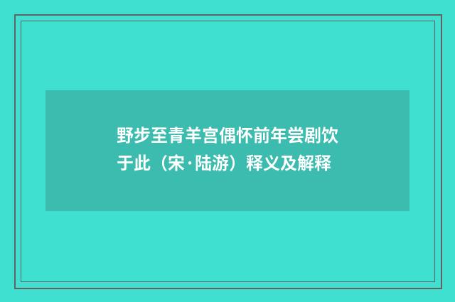 野步至青羊宫偶怀前年尝剧饮于此（宋·陆游）释义及解释