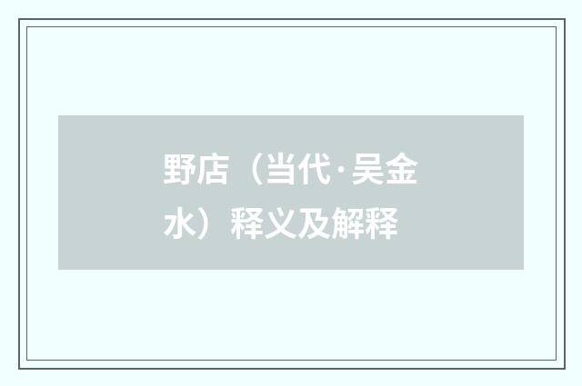 野店（当代·吴金水）释义及解释