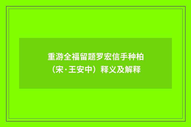 重游全福留题罗宏信手种柏（宋·王安中）释义及解释