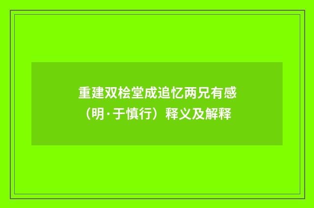 重建双桧堂成追忆两兄有感（明·于慎行）释义及解释