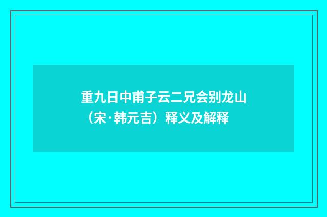 重九日中甫子云二兄会别龙山（宋·韩元吉）释义及解释
