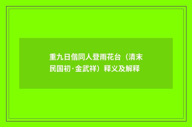 重九日偕同人登雨花台（清末民国初·金武祥）释义及解释