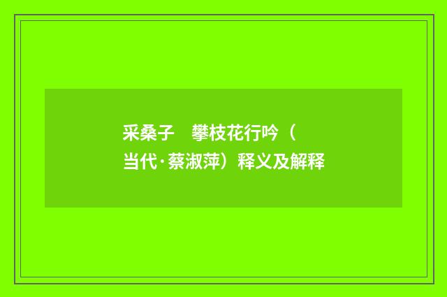 采桑子 攀枝花行吟（当代·蔡淑萍）释义及解释