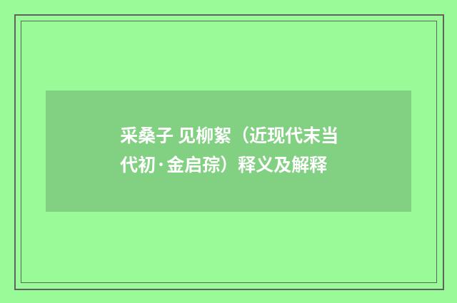 采桑子 见柳絮（近现代末当代初·金启孮）释义及解释