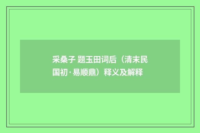 采桑子 题玉田词后（清末民国初·易顺鼎）释义及解释
