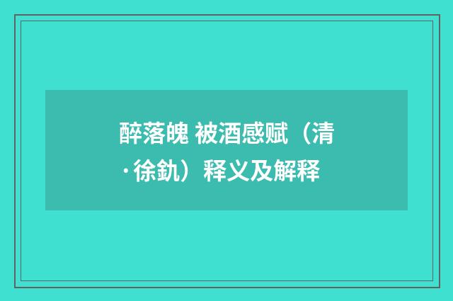 醉落魄 被酒感赋（清·徐釚）释义及解释