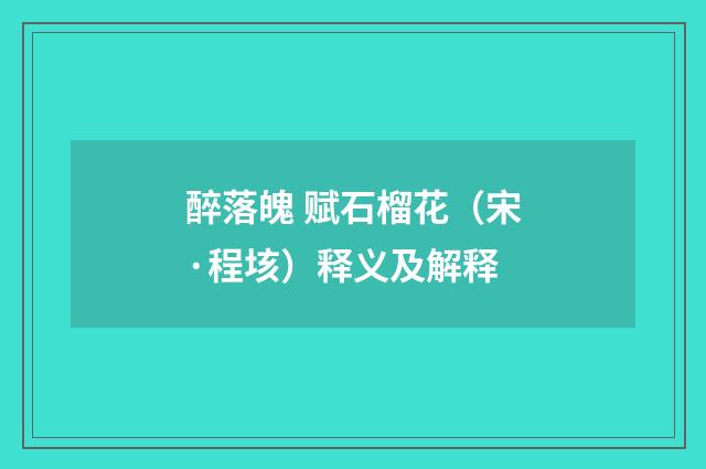 醉落魄 赋石榴花（宋·程垓）释义及解释