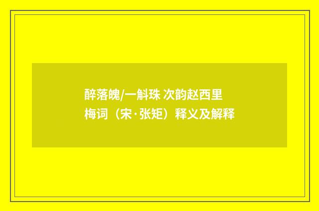 醉落魄/一斛珠 次韵赵西里梅词（宋·张矩）释义及解释